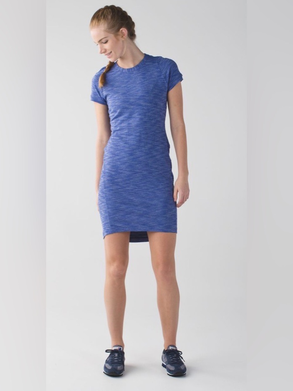 lululemon athletica &go Where-to Heathered Royal Blue Short Sleeve Mini Dress